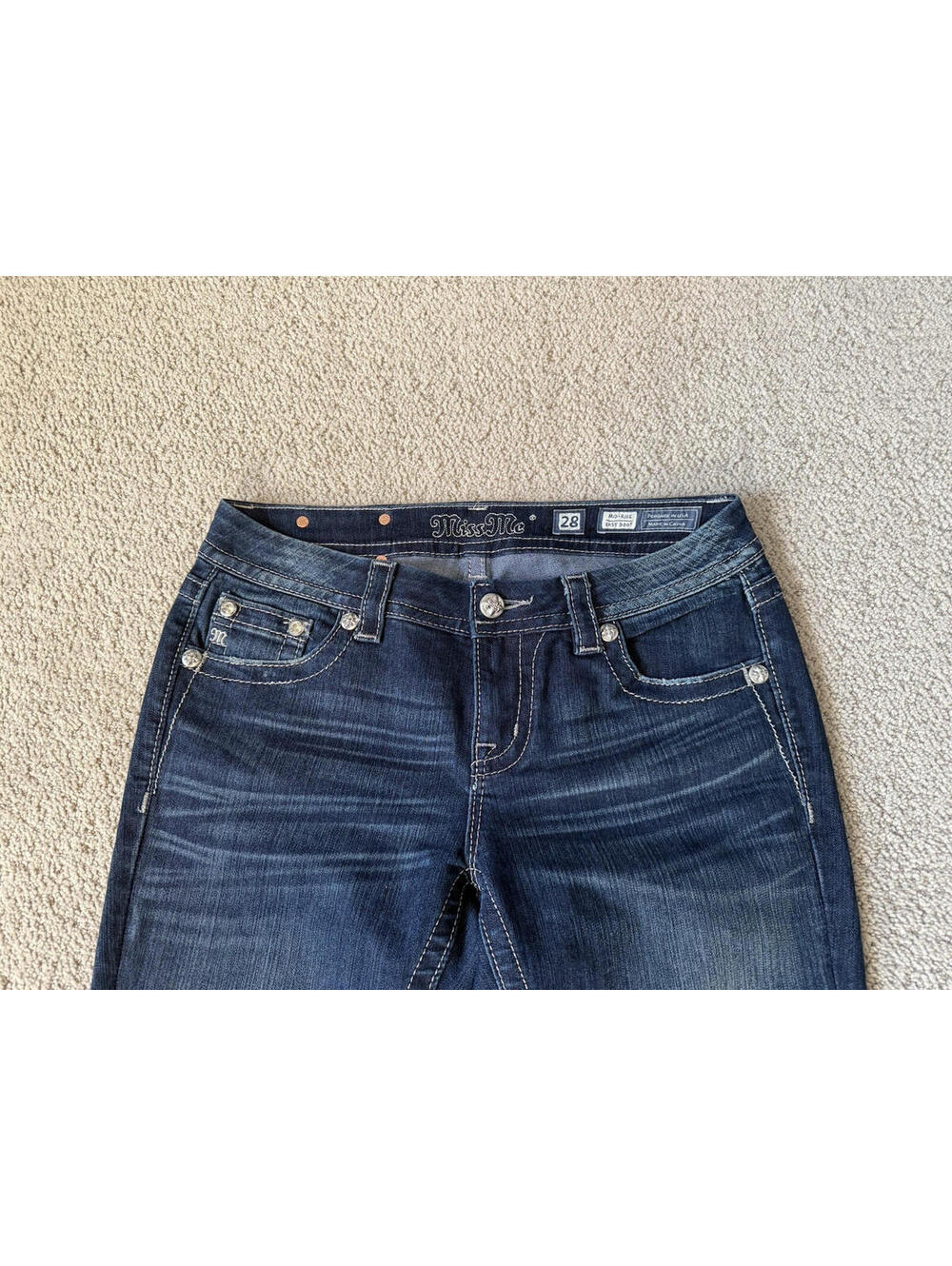 Miss Me Mid-Rise Easy Boot Jeans 28 x 31 Dark Wash Blue Denim JE8221ER - Picture 12 of 14